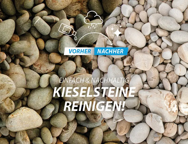 Kieselsteine reinigen vorher-nachher mobil