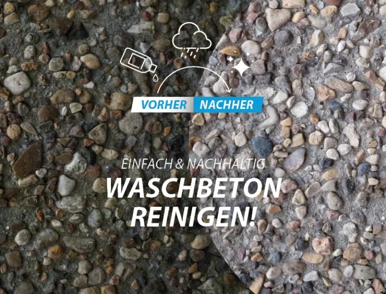 Waschbeton reinigen vorher-nachher mobil