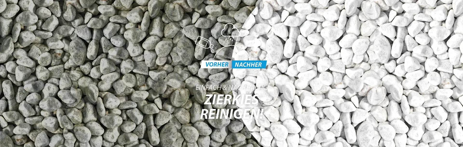 Zierkies reinigen vorher-nachher